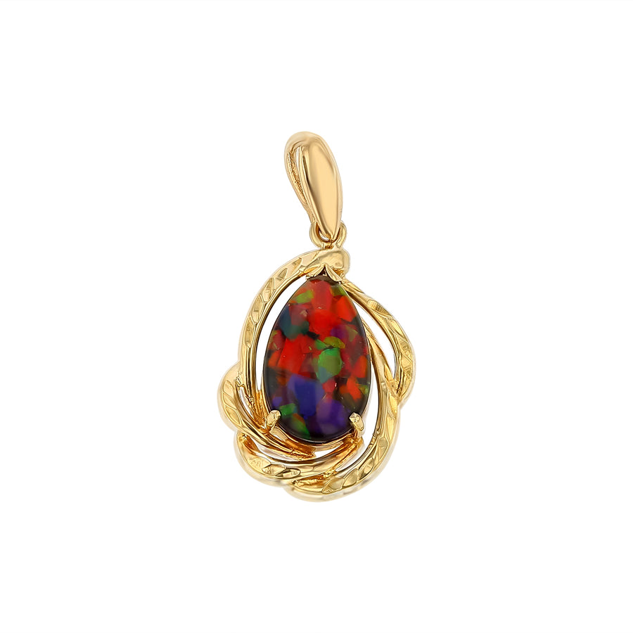 Pear Shaped Ammolite Pendant in 18K Yellow Gold, without chain