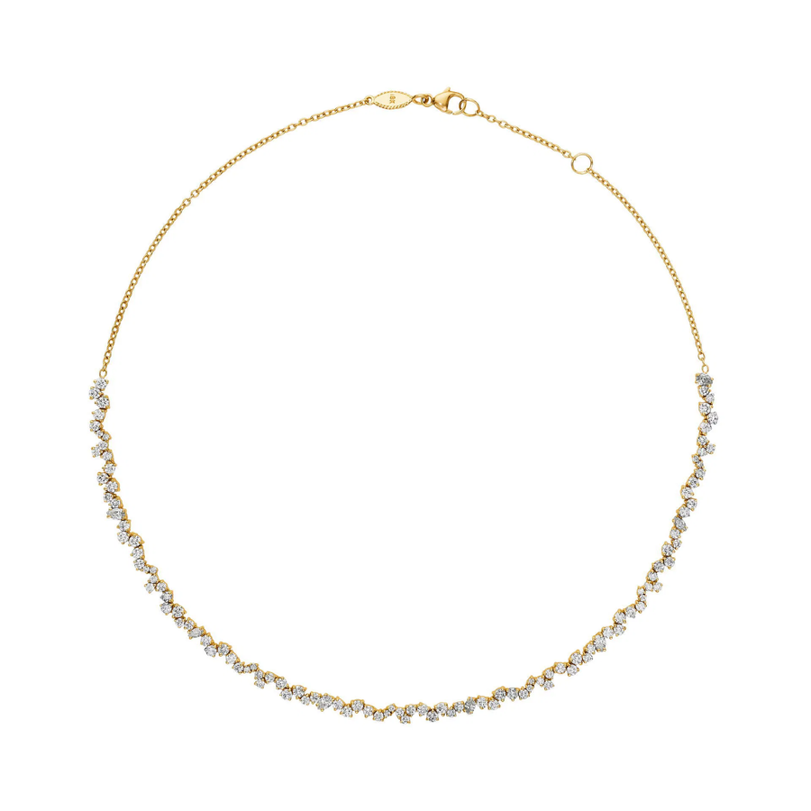 Stardust 3.74ct Marquise Pear and Round Diamond Half Way Choker Necklace in 18K Yellow Gold
