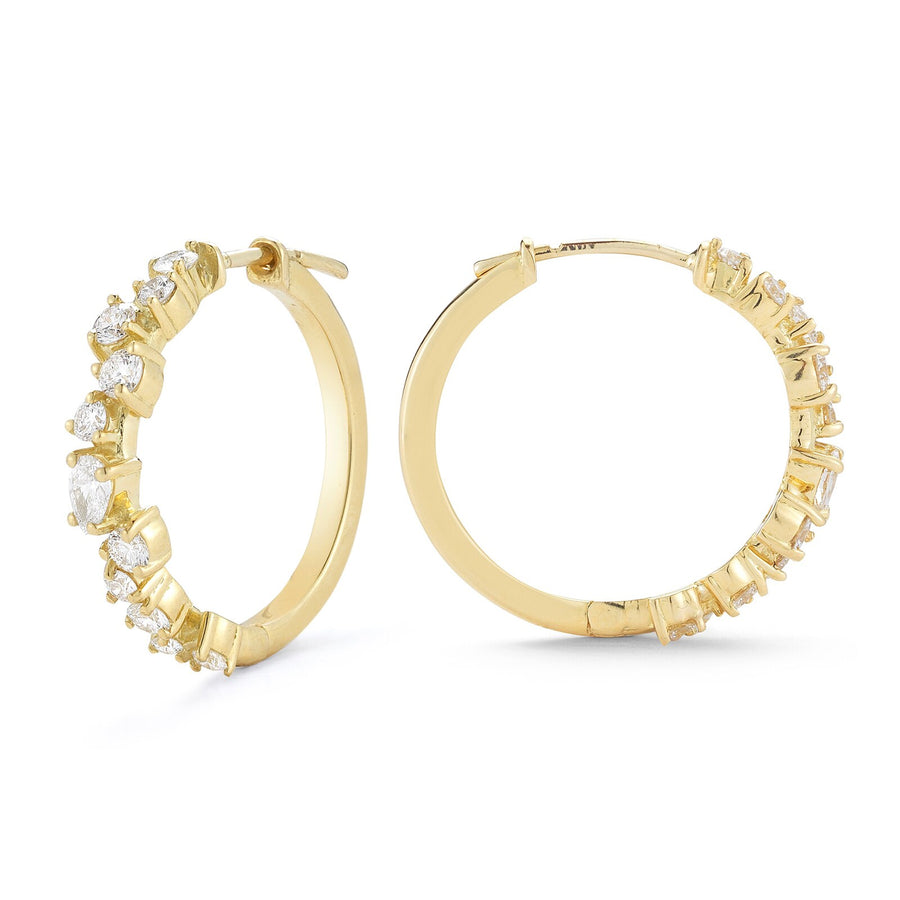 Stardust Diamond Hoop Earrings in 18K Yellow Gold