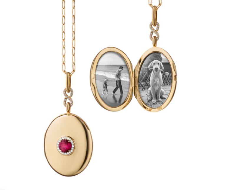 Infinity 0.55Ct Ruby and 0.11Ct Diamond Oval Locket on Chain in 18k Yellow Gold, 30in