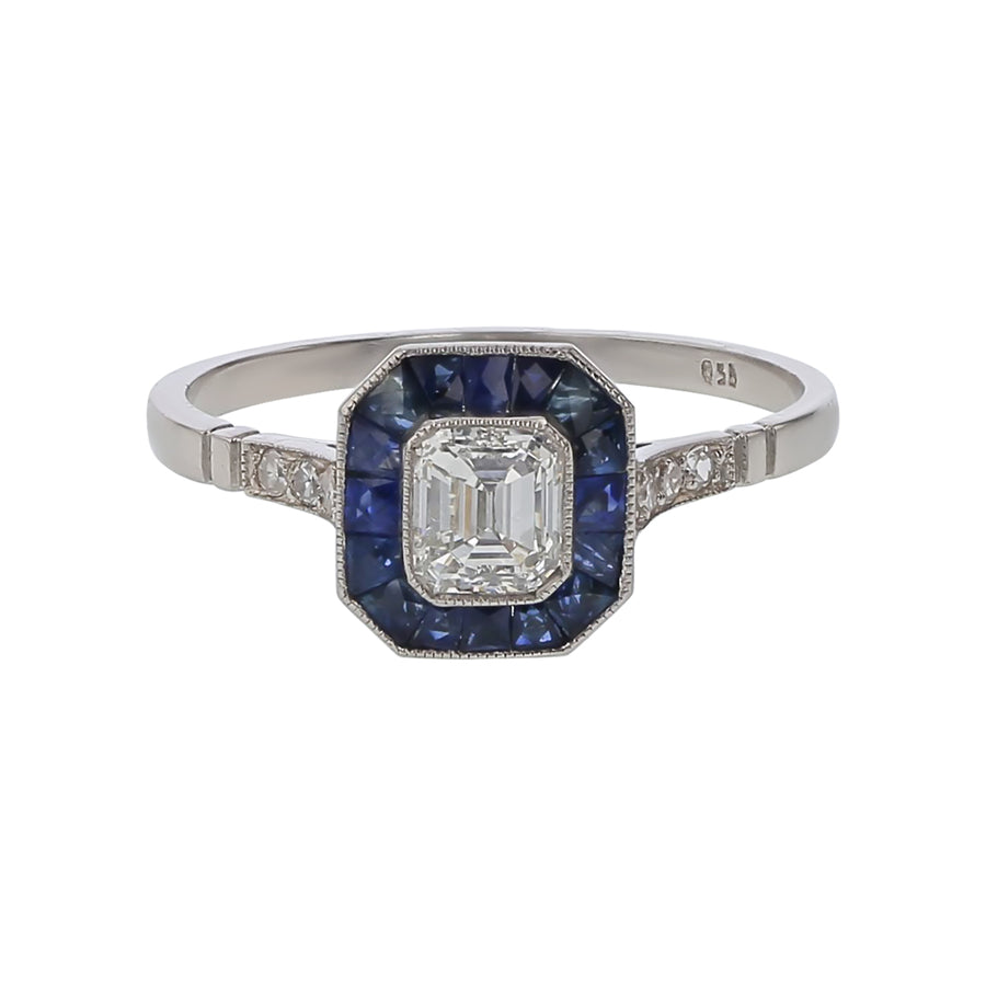 0.55ct Diamonds and 0.62ct Sapphire Ring in Platinum Size 7.25