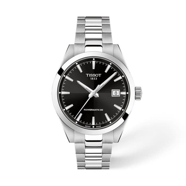38mm Gentleman Watch with Black Dial in Stainless Steel, Bracelet