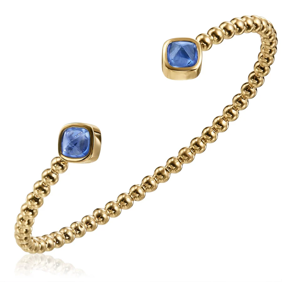Nutmeg 2.53ct Cabochon Sapphire Cuff Bracelet in 18K Yellow Gold