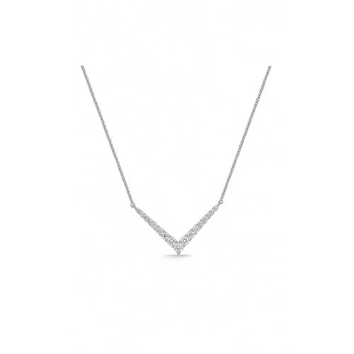 Identity 0.85-1.03ct Diamond V Necklace in 18K White Gold, 18"