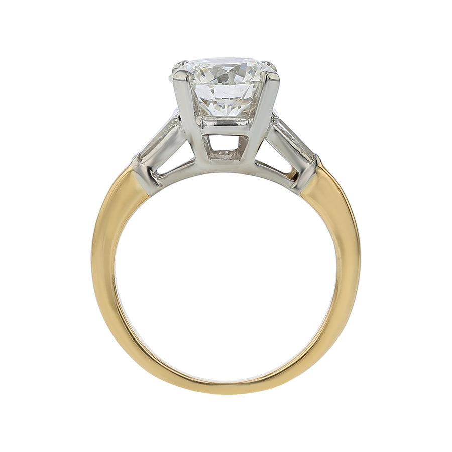 2.21ct Round Brilliant Diamond and 0.20ct Diamond 3 Stone Ring in 14K Yellow and White Gold, size 6.5