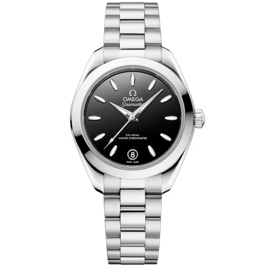 30mm Seamaster Aqua Terra Watch with Black Dial in Stainless Steel, Bracelet