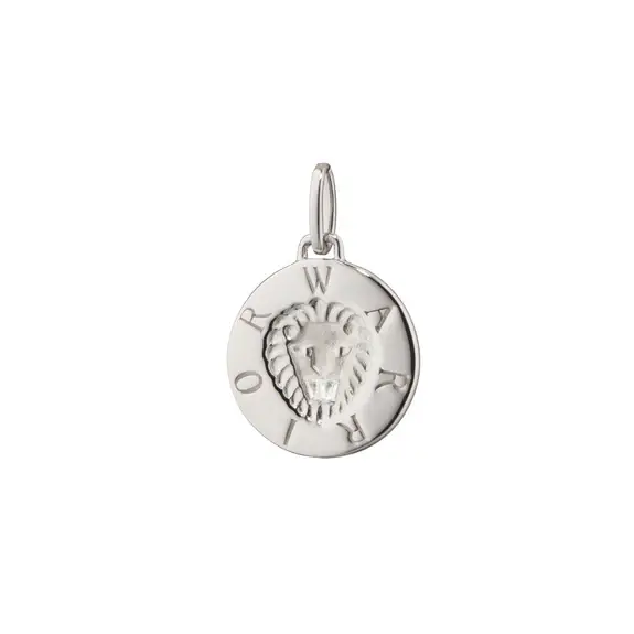 Warrior White Sapphire Lion Intaglio Charm in Sterling Silver
