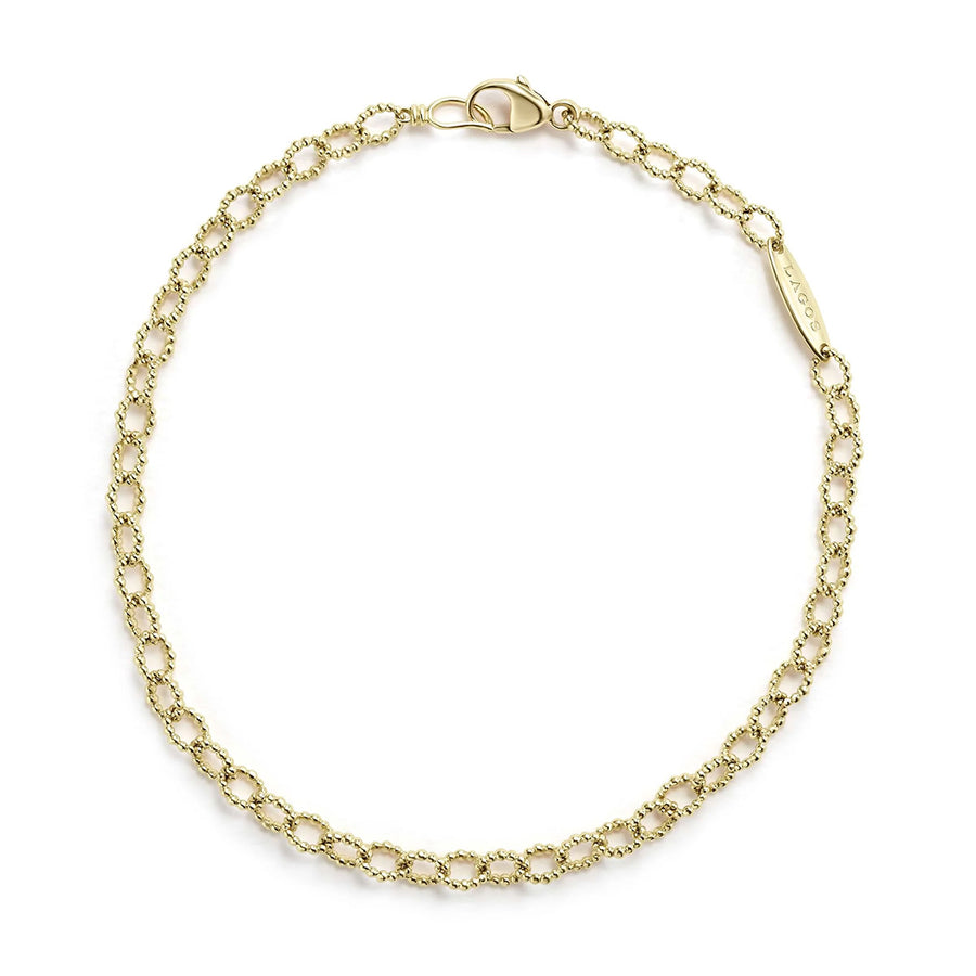 Signature Caviar Petite Oval Link Bracelet in 18K Yellow Gold, size 7
