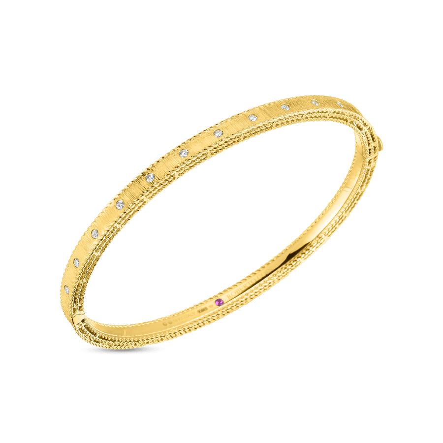 Princess 0.17ct Diamond 3.9mm Bangle Bracelet in 18K Yellow Gold