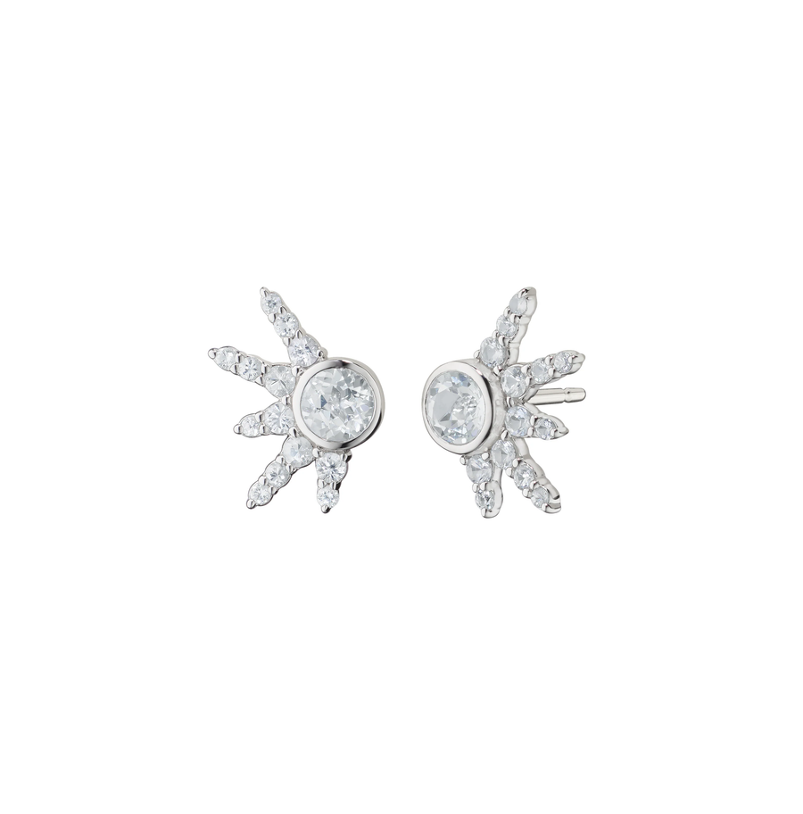 Points of Light 1.08ct White Topaz and 0.77ct White Sapphire Stud Earrings in Sterling Silver
