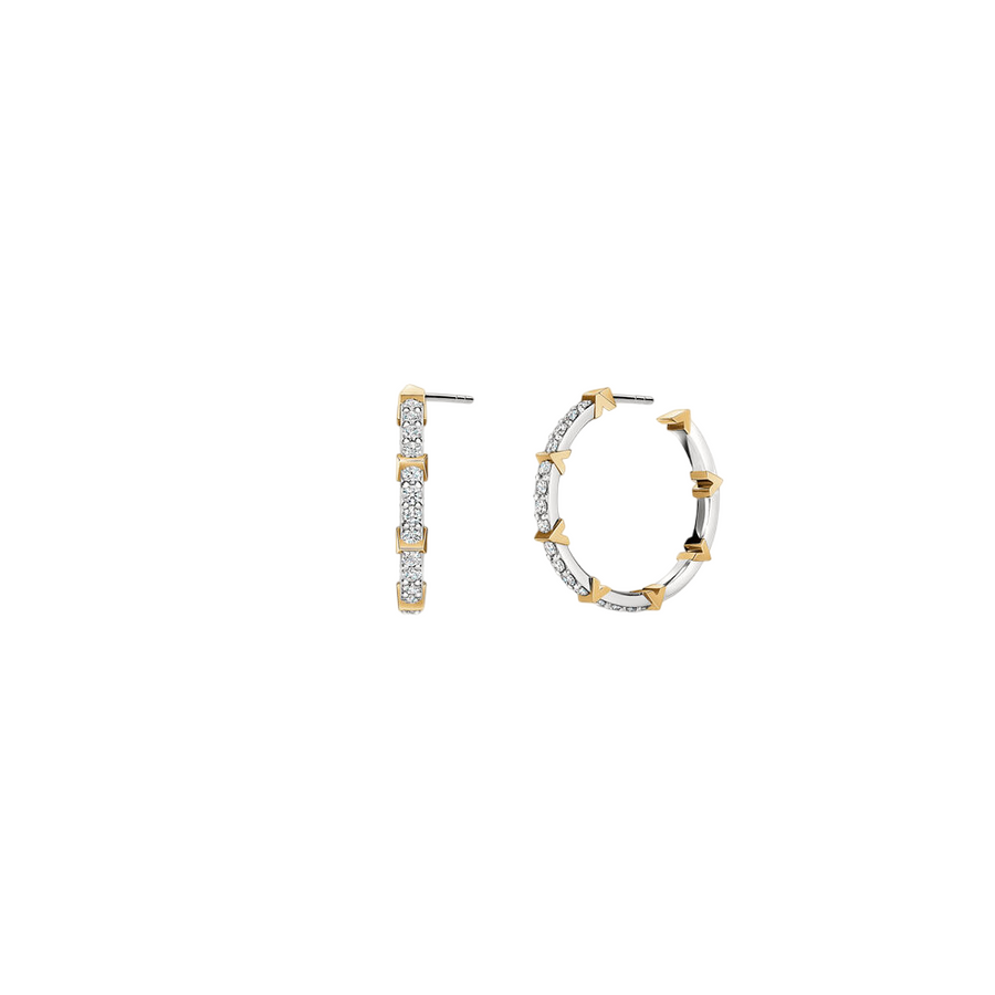Copley 0.80-0.95ct Diamond Hoop Earrings in 18K Yellow and White Gold
