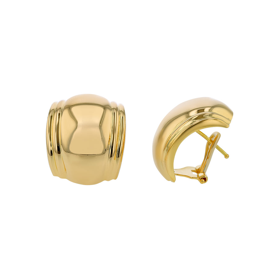 Large Half Hoop Earrings in 18K Yellow Gold with Peirced Clipbacks
