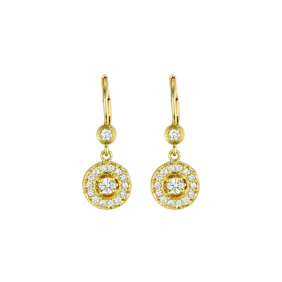 Classic 0.62ct Diamond Round Drop Earrings in 18K Yellow Gold