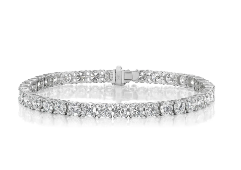 2.90ct Round Brilliant Diamond 4-Prong Tennis Bracelet in 18K White Gold, 7"