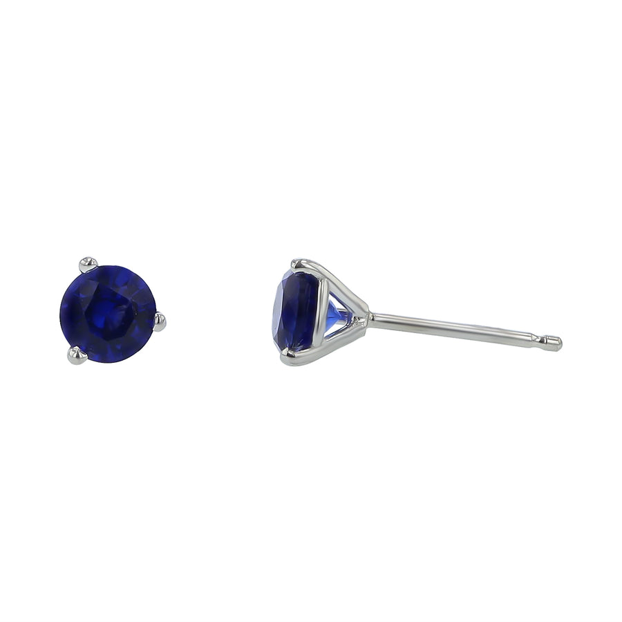 0.92ct 4.5mm Sri Lankan Sapphire Stud Earrings in 18k White Gold