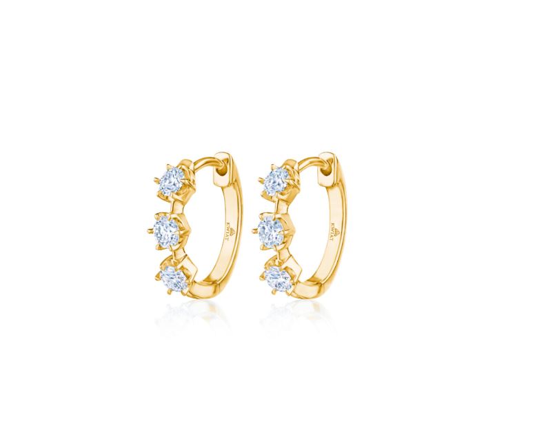 Starry Night 0.49ct Diamond Petite Hoop Earrings in 18K Yellow Gold