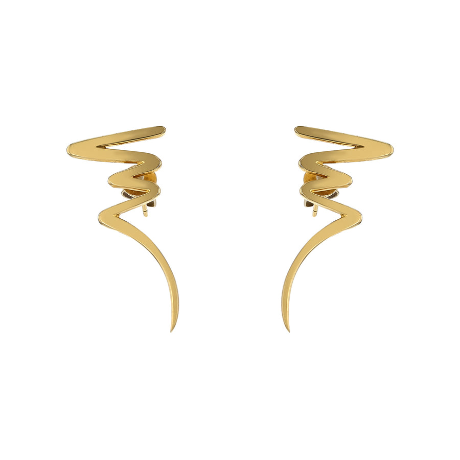 Vintage ZigZag Drop Earrings in 14K Yellow Gold