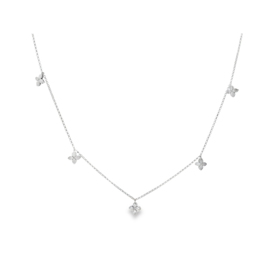 Love by the Inch 0.08ct Diamond 5 Station Necklace in 18K White Gold, 17"