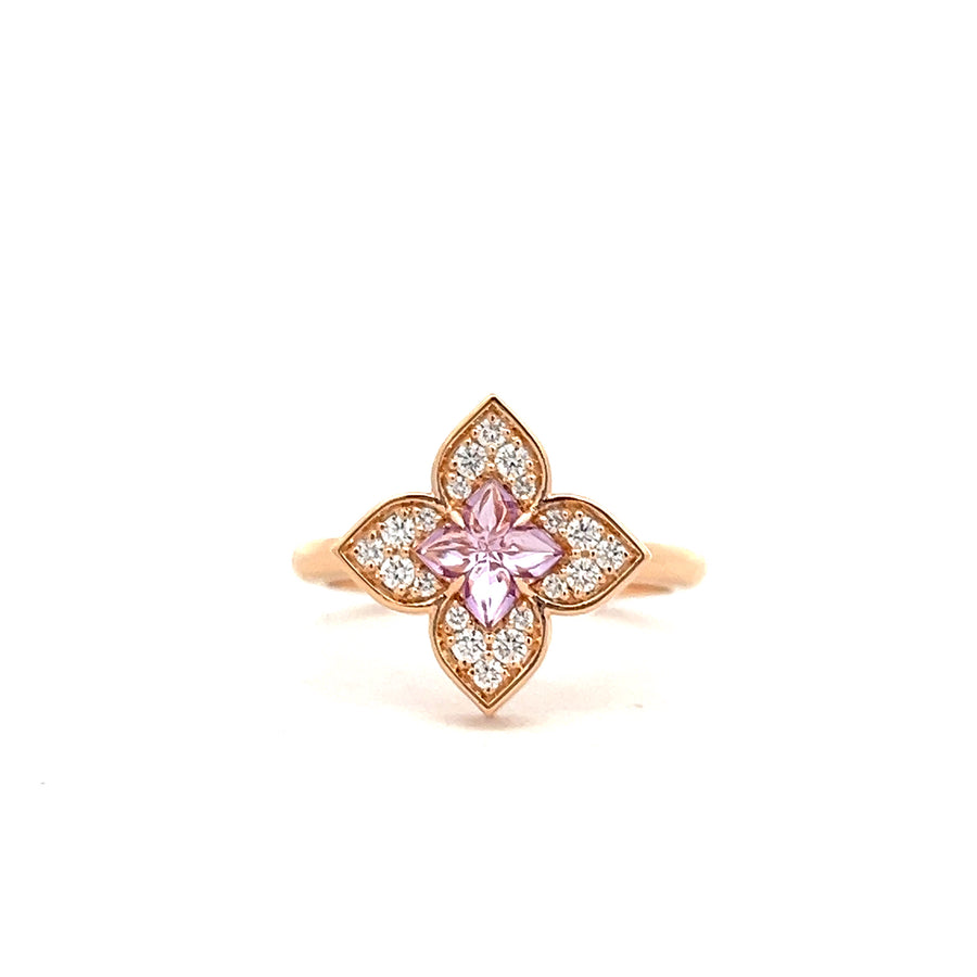 Venetian Princess 0.40ct Amethyst and 0.17ct Diamond Ring in 18K Rose Gold, size 6.5