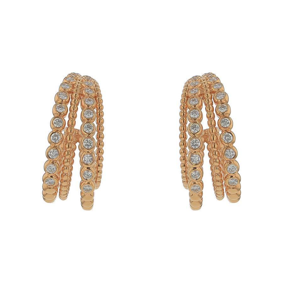 Nutmeg 1.09ct Diamond 4 Row Hoop Earrings in 18K Rose Gold