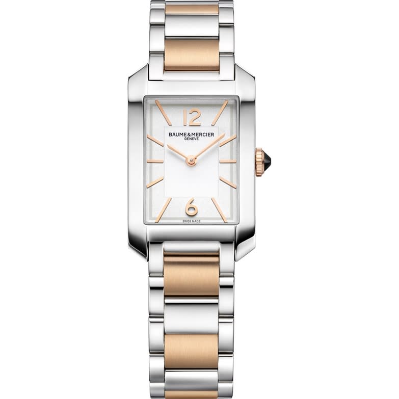 35x22mm Hampton Watch with White Dial in Stainless Steel and Pink Gold Capped, Bracelet
