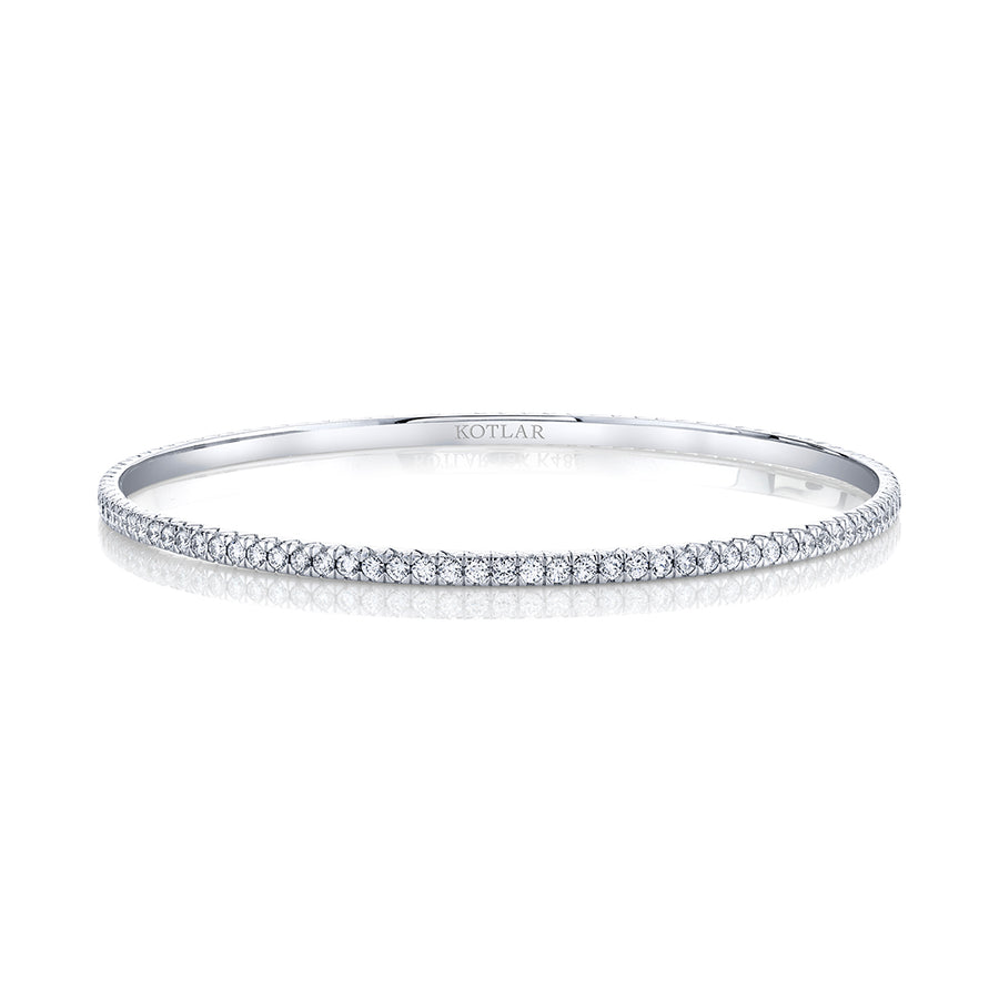2.67ct Round Diamond French Cut Bangle Bracelet in 18K White Gold