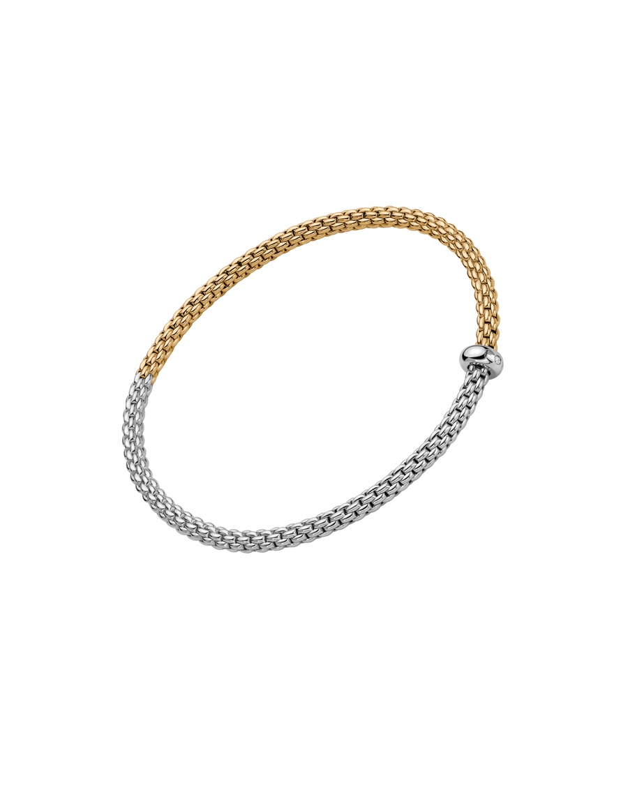 Prima 0.01ct Diamond 3mm Bracelet in 18K Yellow and White Gold, size small