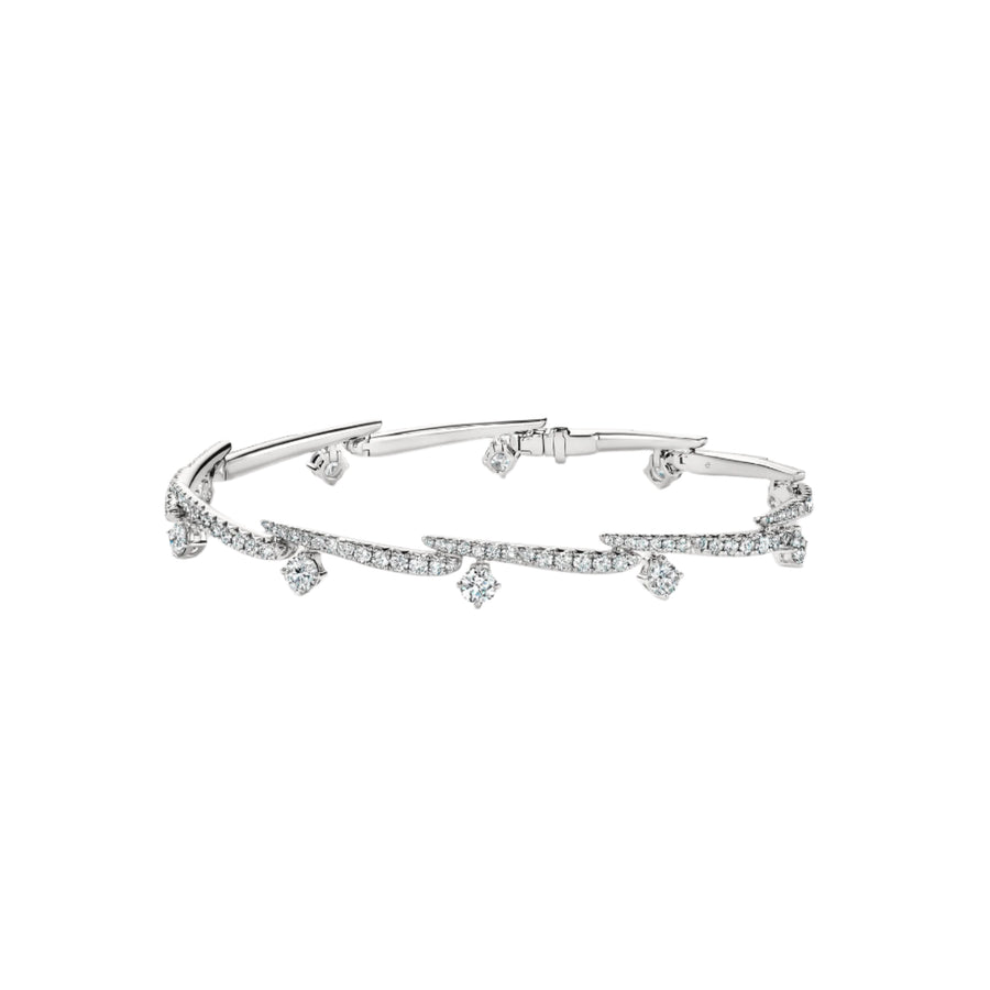 Vela 2.90ct Diamond Pave Crossover Bracelet in 18K White Gold, Size 6.5