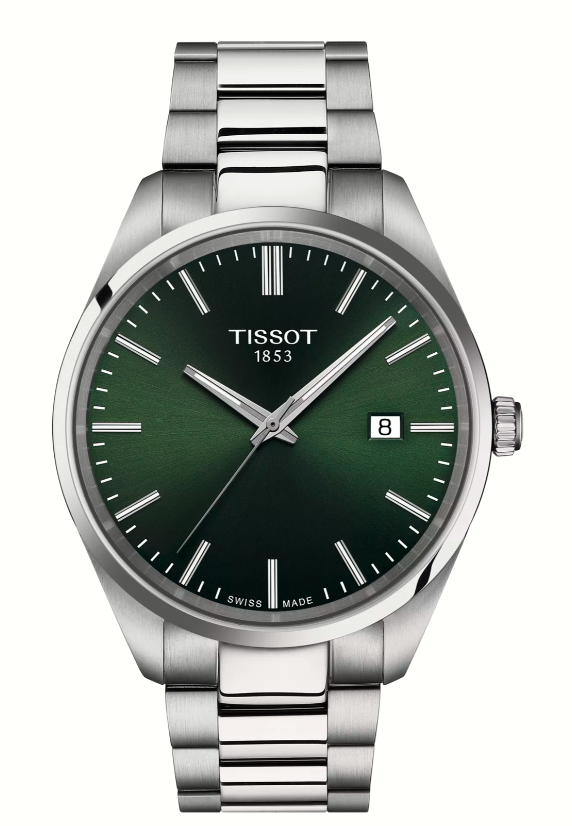 40mm PR 100 Quartz Watch with Green Dial in Stainless Steel, Bracelet