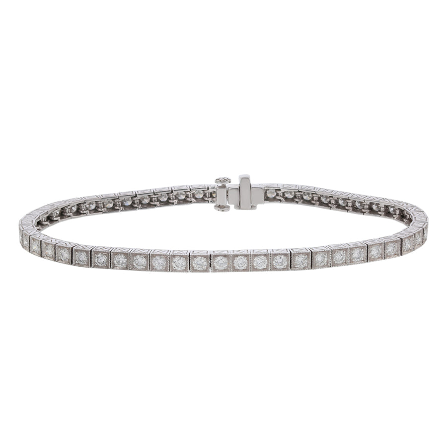 2.80ct Full Cut Diamonds Straight Row Bracelet in Platinum