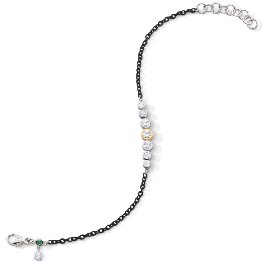 White Sapphire and Tsavorite Tennis Bracelet in Sterling Silver, 7in