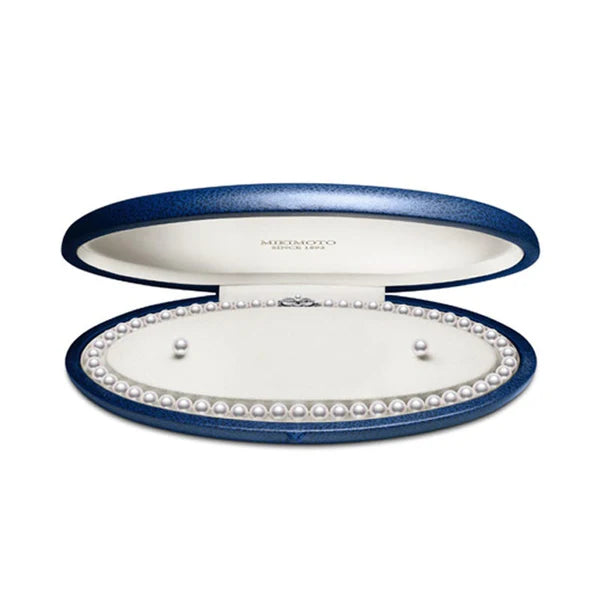Everyday Essential Akoya Pearl Necklace and Stud Earring Set in 18K White Gold