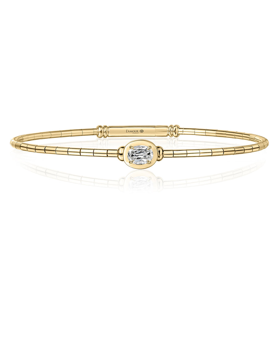 Love Luxe 0.33ct Crisscut L'amour Diamond Solitaire Bangle Bracelet in 14K Yellow Gold