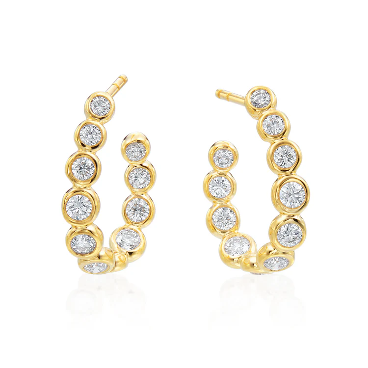 Moonlight 1.13ct Diamond Inside Out Hoop Earrings in 18K Yellow Gold