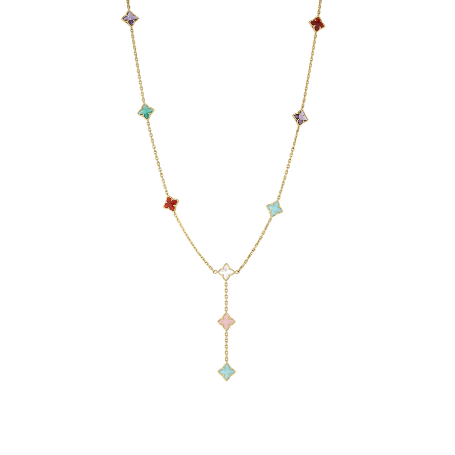 Venetian Princess Carnival Mixed Stone Station Lariat Necklace in 18K Yellow Gold, 16"
