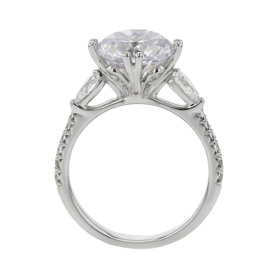 Diamond Semi-Mount Ring in 18K White Gold for Round Center, Size 6.25