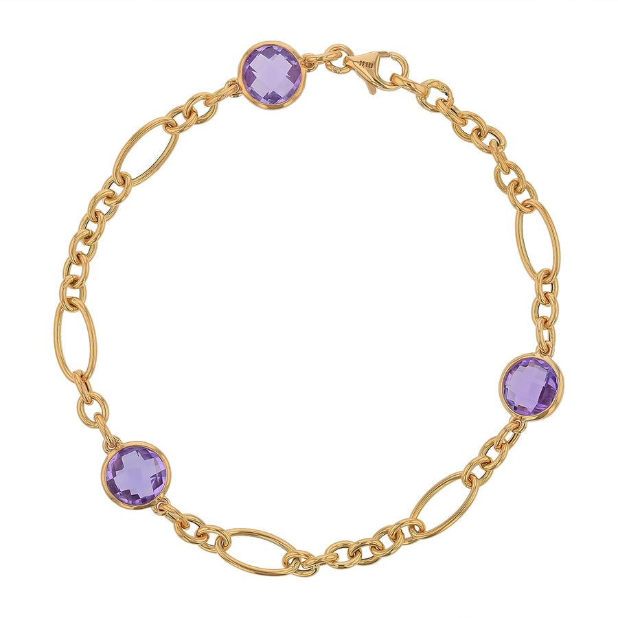 4.11ct Amethyst Bracelet in 18K Yellow Gold, 6-7in