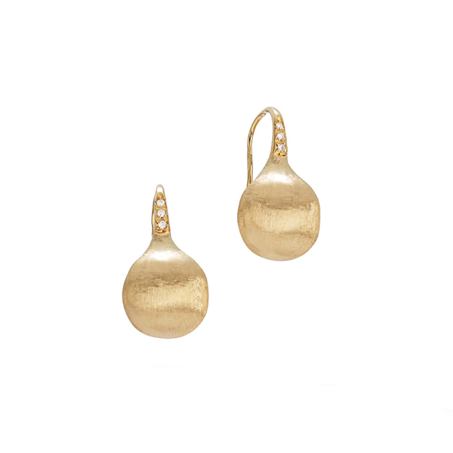 Africa 0.04ct Diamond Drop Wire Earrings in 18K Yellow Gold