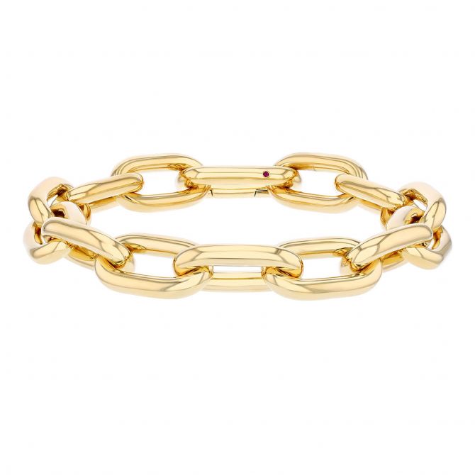 Designer Gold Chunky Paperclip Link Bracelet in 18K Yellow Gold, 8"
