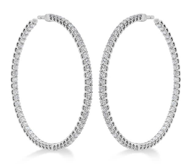 INSIDE/OUT 3.19-3.29ct Diamond Hoop Earrings in 18K White Gold