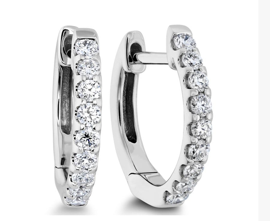 Odessa Diamond Huggie Hoop Earrings in 18K White Gold