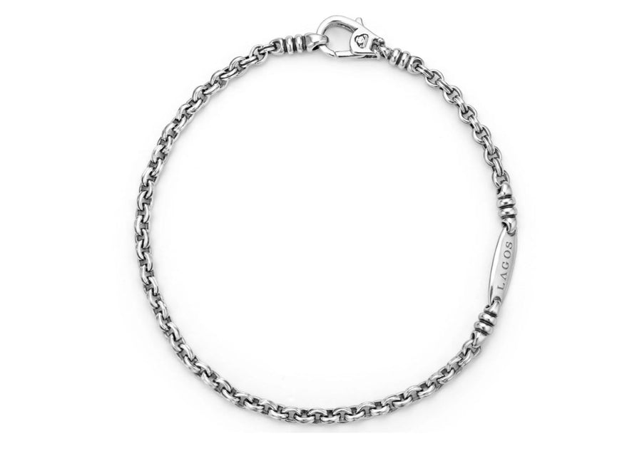 Anthem Double Link Caviar Chain Bracelet in Sterling Silver, Size 7