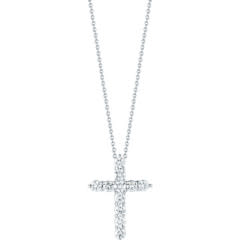 Tiny Treasures 0.88ct Diamond Small Cross Pendant in 18K White Gold, 18" chain