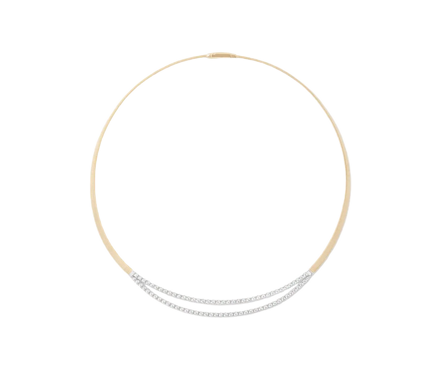 Masai 1.96ct Diamond Collar Necklace in 18K Yellow and White Gold, 16.5"