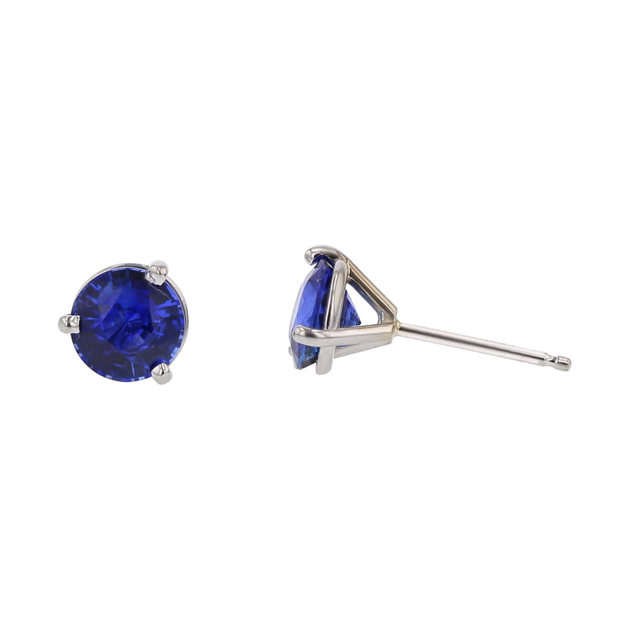 1.86ct Round Sri Lankan Sapphires Stud Earrings in 18k White Gold