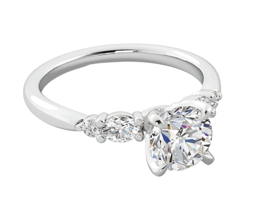 0.34ct Diamond Ring Semi Mount in Platinum for 1.50ct Round Center