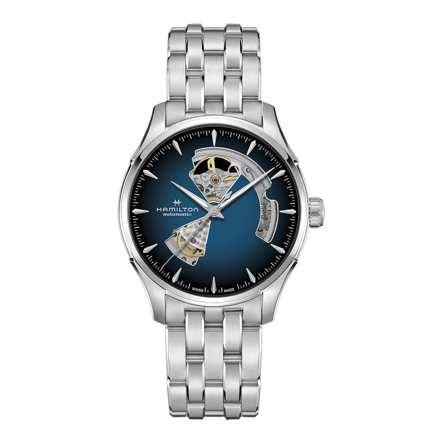 40mm Jazzmaster Open Heart Automatic Watch with Blue Dial in Stainless Steel, Bracelet
