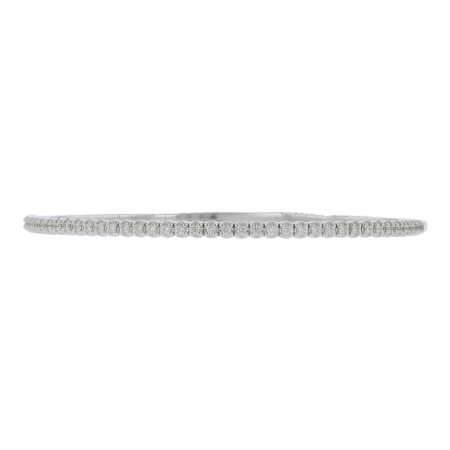 Diamond Half Way Bangle Bracelet in 14K White Gold