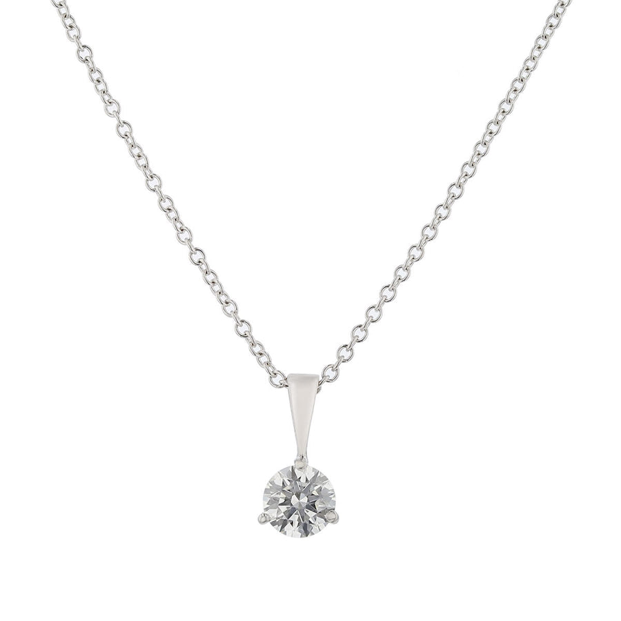 0.50ct Round Brilliant Fire & Ice Diamond Solitaire Pendant in 18K White Gold, 18" chain