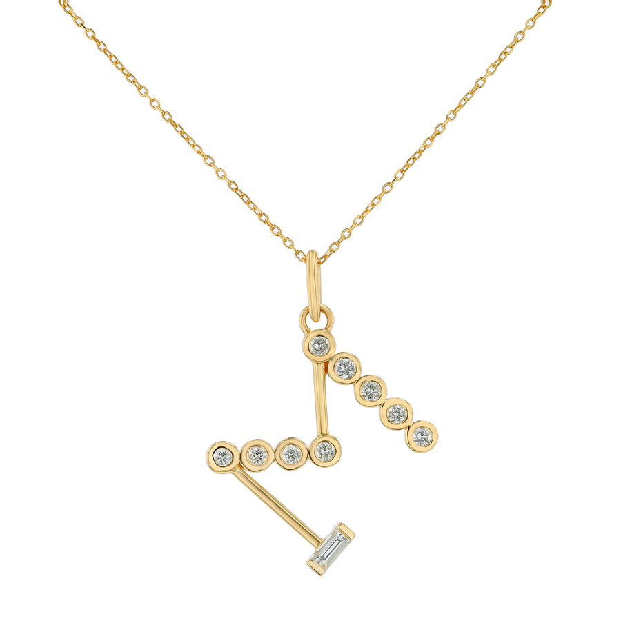 0.39ct Diamond "M" Initial Charm in 18K Yellow Gold, on 16-17" chain
